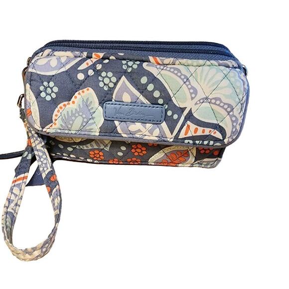 Vera Bradley Handbags - Vera Bradley Crossbody Wallet Mod Floral Blue Excellent Condition